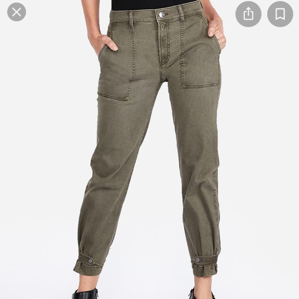 Express High Waisted Cinched Hem Straight Cropped Jeans